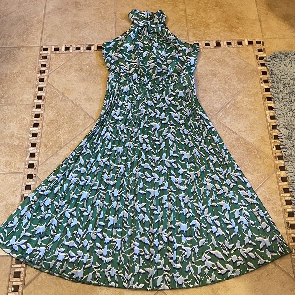 Scoop Maxi Dress Pleated Skirt Green & Blues 12/14 NWOT - Picture 10 of 15
